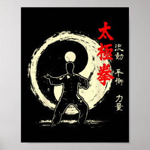 Poster Tai Chi Yin Yang Méditation Pratique des arts mart