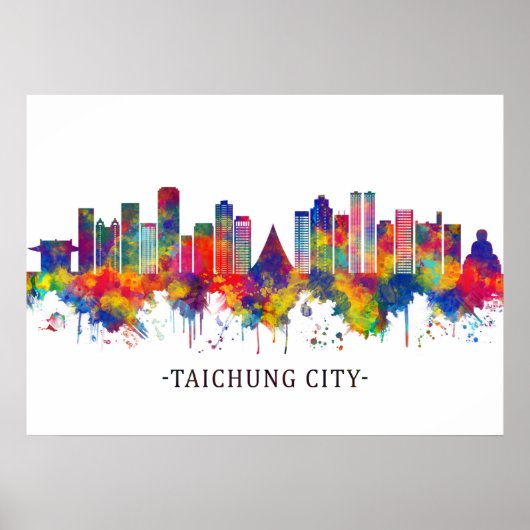 Poster Taichung City Taiwan Skyline (Devant)