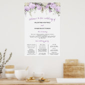 Poster Taille du panneau du programme de mariage Fleur de (Cuisine)