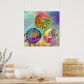 POSTER TAILLES DE FLEURS EN PARKLES D'OR VERT BLEU (Cuisine)