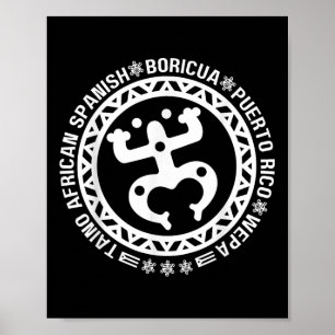 Poster Taino Africain Espagnol Coqui Porto Rico Boricua T
