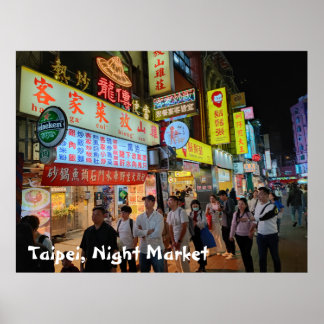 Poster Taipei Taiwan Night Market Scene