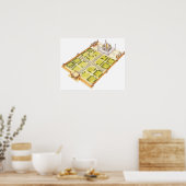 Poster Taj Mahal. Adra India. Tombeau et jardins (Cuisine)