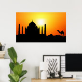Poster Taj Mahal & Camel Sur Arrière - plan Coucher De So (Bureau à domicile)