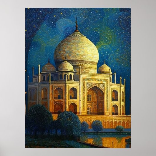 Poster Taj Mahal enchanté - Poste impressionniste d'art I (Devant)