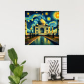 Poster Taj Mahal Inde Nuit Étoilée (Bureau à domicile)