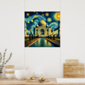 Poster Taj Mahal Inde Nuit Étoilée (Cuisine)