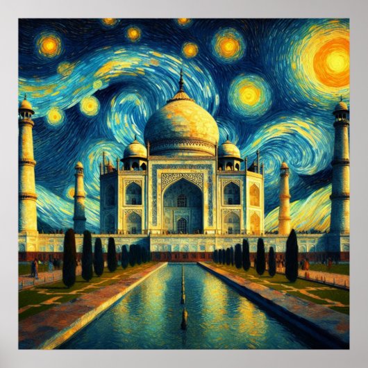 Poster Taj Mahal Inde Nuit Étoilée (Devant)