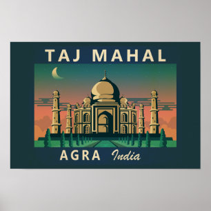 Poster Taj Mahal Inde Voyage Art Vintage