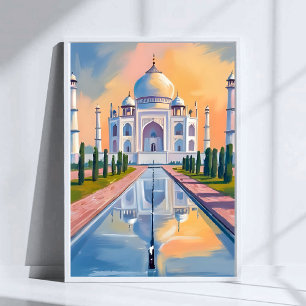 Poster Taj Mahal Inde Voyage Peinture