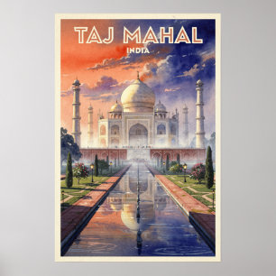 Poster Taj Mahal Inde Voyage Rétro