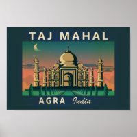 Taj Mahal India Travel Art Vintage