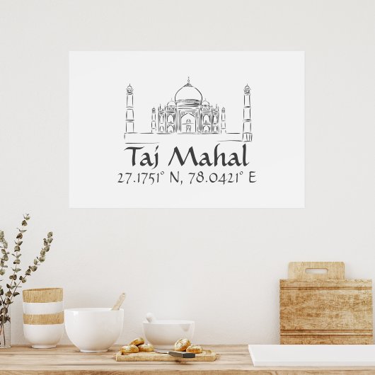 Poster Taj Mahal Latitude Longitude (Cuisine)