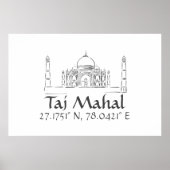 Poster Taj Mahal Latitude Longitude (Devant)