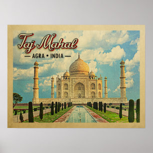 Poster Taj Mahal Vintage voyage Inde