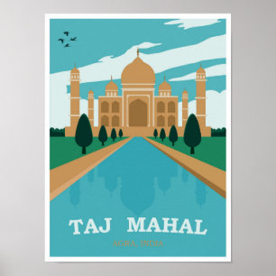 Poster Taj Mahal Vintage voyage indien