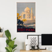Poster Taj Mahal - Visiter l'affiche indienne (Bureau à domicile)