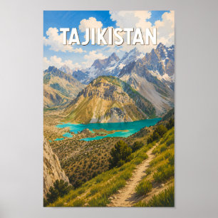 Poster Tajikistan Illustration Voyage Art Vintage