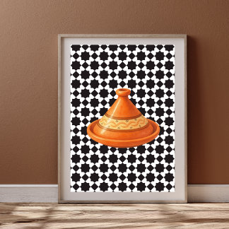 Poster Tajine Marocaine avec Motif Géométrique