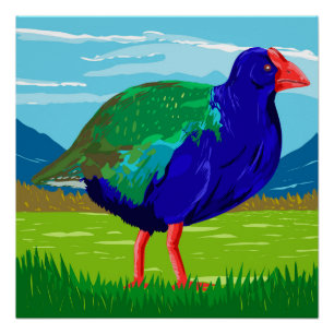 Poster Takahe dans les monts Murchison dans Fiordland WPA