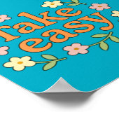 Poster "Take Easy": Positive Retro Floral Illustration (Coin)