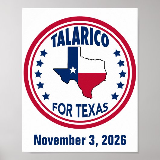 Poster Talarico pour l'élection Texas Red White Blue (Devant)