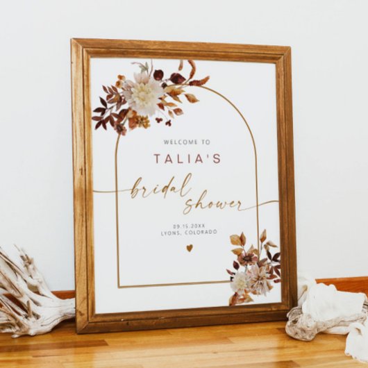 Poster TALIA Boho Terracotta Arche Mariage Shower de bien