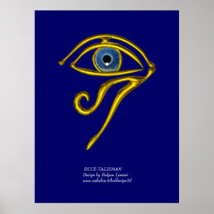 POSTER TALISMAN BLEU / OEIL D'HORUS D'OR