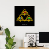 POSTER TALISMAN ELFIQUE MAGIQUE /TRIANGLE D'OR AVEC PIERR (Bureau à domicile)