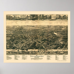 Poster Tallapoosa, GA Carte panoramique - 1892