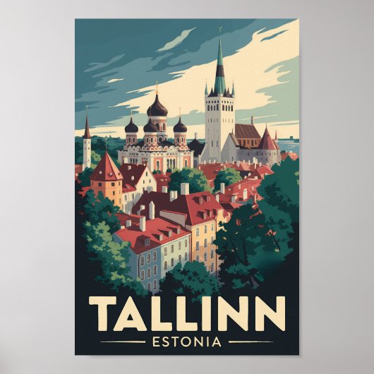Poster Tallinn Estonie Travel Art Vintage (Devant)