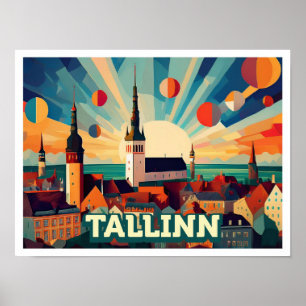Poster Tallinn Estonie Voyage artistique coloré