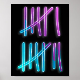 Poster Tally Marks 67 Mème Coloré Compter 6 7 Brainrot