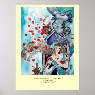 POSTER TALON DE FOYER TURQUE / PRINCESS, ROSES ROUGES ET 