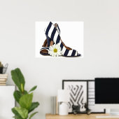Poster talons et marguerites rayés (Bureau à domicile)