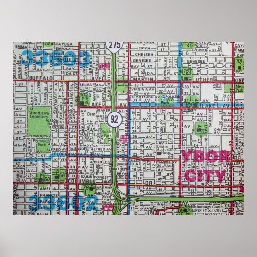 Poster Tampa, FL Carte Vintage (Devant)