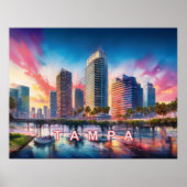 Poster Tampa Florida coloré Art Abstrait (Devant)