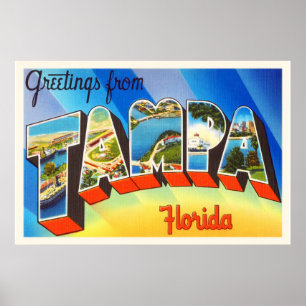 Poster Tampa Florida FL Vieux souvenir Vintage voyage