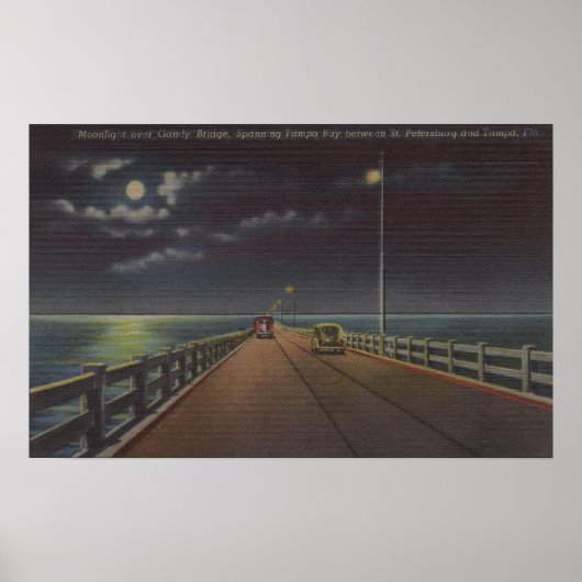 Poster Tampa, Floride - Vue sur la lune du pont Gandy (Devant)