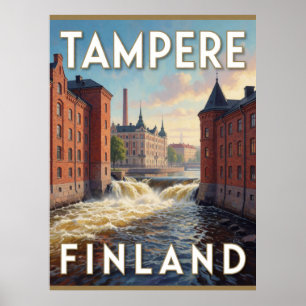 Poster Tampere Finland Tammerkoski Rapides Scène de voyag