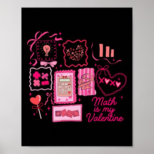 Poster Tampon rose Math est mon Valentin Mathletics Algèb (Devant)