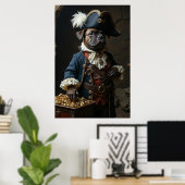 Poster Tan Brown Français Bulldog Pirate Capitaine (Bureau à domicile)
