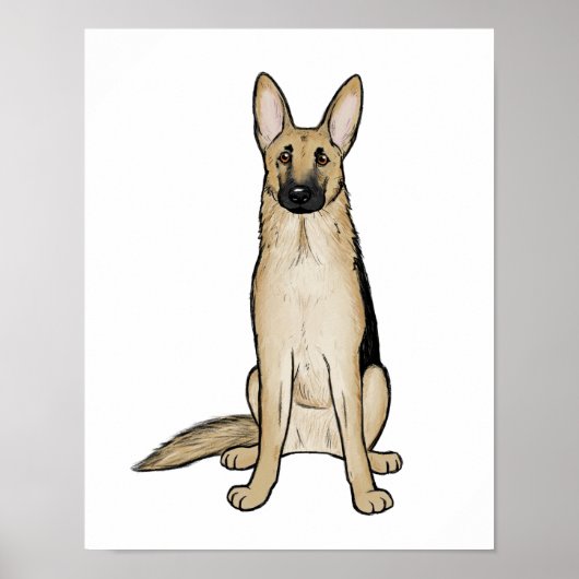 Poster Tan clair et chien berger allemand noir | Art pour (Devant)