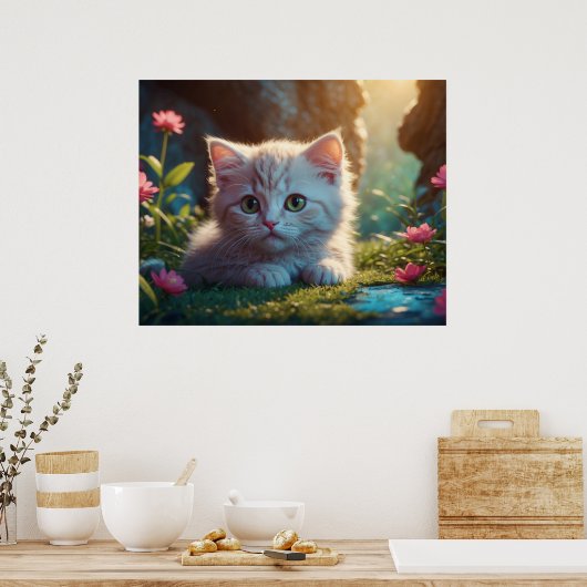 Poster *~* Tan Kitty AP68 5:4 Fluffy Feline Kitten (Cuisine)