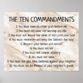 Poster Tan Marbre Dix Commandements Bible Signe (Devant)