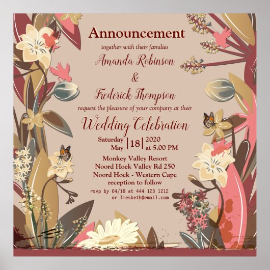 Poster Tan - Marsala Vin & torsion de teintes roses (Devant)