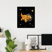Poster Tan Triceratops Dinos Dans L'Espace (Bureau à domicile)