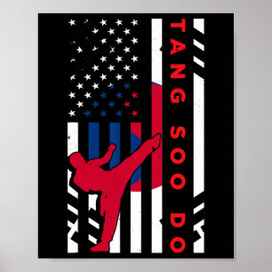 Poster Tang Soo Do Martial Arts Karate Drapeau Américain 