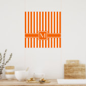Poster Tangerine Grille moderne avec Monogramme (Cuisine)