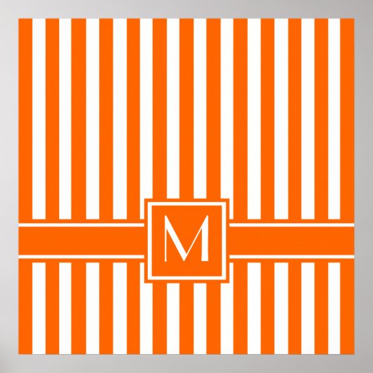 Poster Tangerine Grille moderne avec Monogramme (Devant)